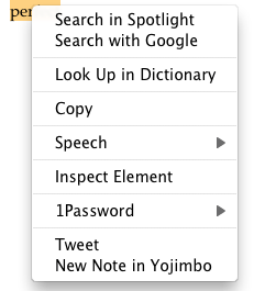 Safari contextual menu.